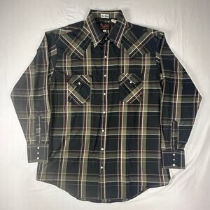 Plains Western Wear LT Tall Pearl Snap Plaid Western Shirt